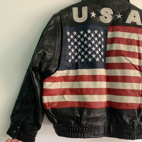Wilda Genuine Leather American Flag Jacket - Picture 6 of 7